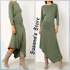 NWT BCBG MAXAZRIA SIZE L SIDE RUCHED ASYMMETRIC HEM MAXI DRESS