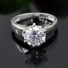 Round Shape 3.70Cts. Certified White Diamond  Ring In 925 Silver - Tariffs Free