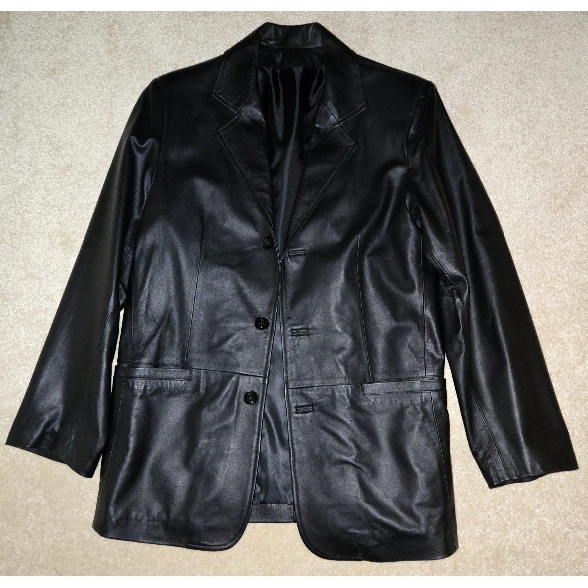 Vera Pelle Black Leather Outer Shell Coats, Jackets & Vests for
