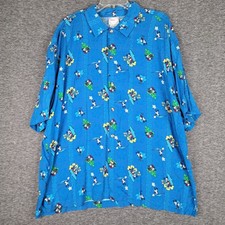 Disney Store Shirt Mens XL Blue Mickey Mouse Hawaiian Tiki Surf Exclusive