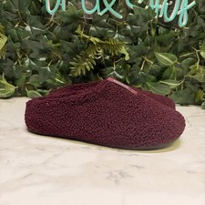 Bombas - Sunday Slipper - Fleece/Sherpa - Slip-On - Maroon w/Mint Lettering W 9