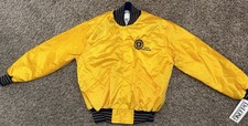 Vintage Gold Brigade Satin Bomber Jacket Delong Made USA American Size XL