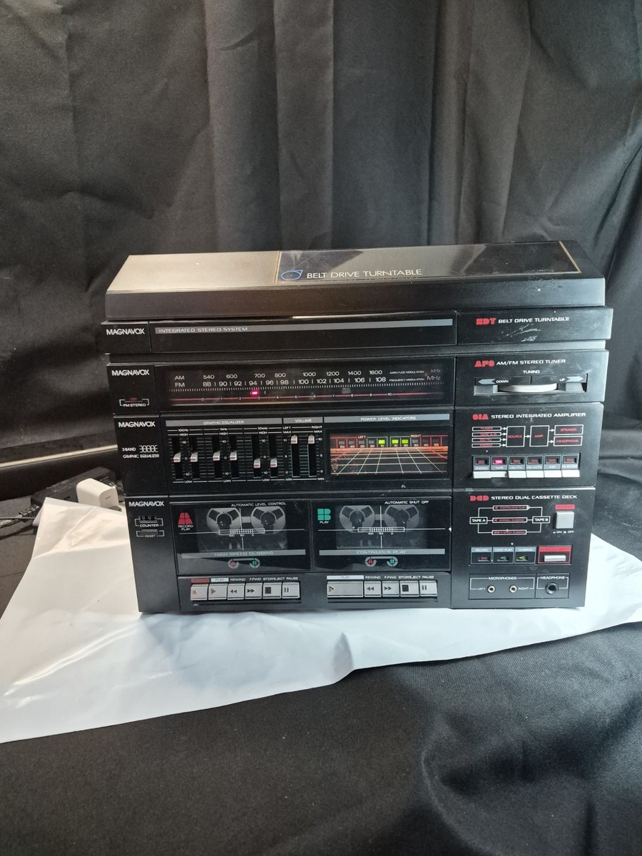 MAGNAVOX EC8000 Vinyl Casset Player HOME STEREO SHELF SYSTEM Turns