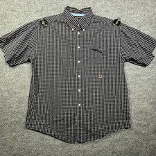 Tommy Hilfiger Golf Shirt Mens Black Navy Yellow Check Short Sleeve Classic - XL