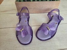 PAIR OF GIRLS MINI MELISSA PURPLE GLITTER DRAGON FLY SANDALS - SIZE 3