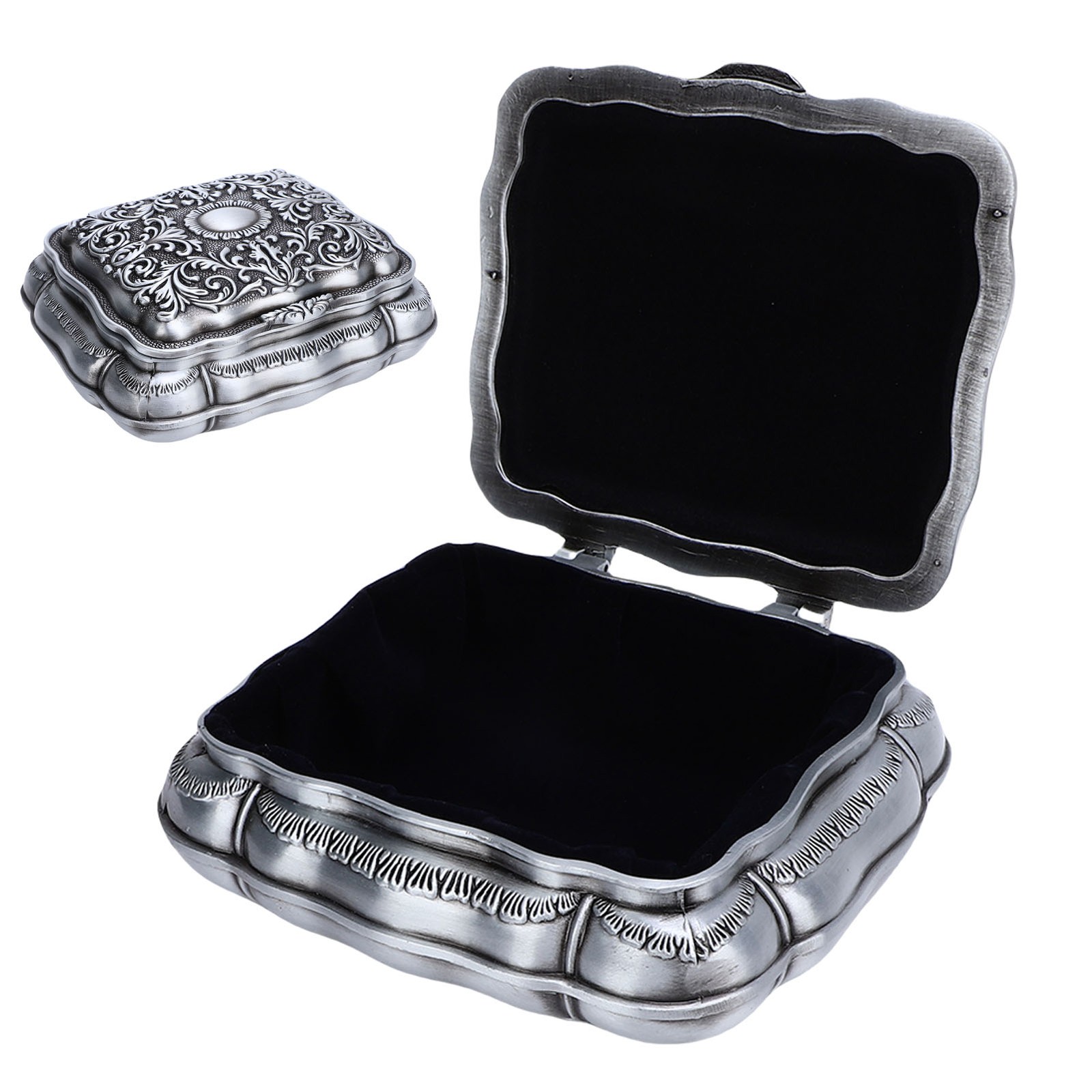 Luxury Rectangle Jewelry Box Zinc Alloy Multifunctional Vintage Trinket Organize
