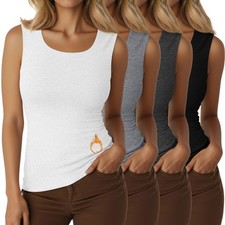 Velvelhall 4 Pcs Women's Thermal Small, Black, Light Gray, Dark White