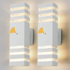 Dusk to Dawn Outdoor Wall Lights 2 Pack, White Front Porch Light Fixture, Ant...