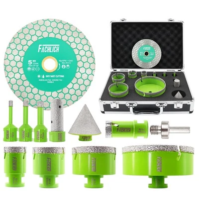FACHLICH 6-110mm 13pc Diamant Fliesenbohrer Bohrkronen Diascheibe Winkelschleife