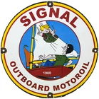 VINTAGE SIGNAL GASOLINE PORCELAIN SIGN GAS STATION PUMP MOTOR OIL SERVICE