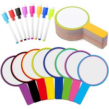 Round Colorful Dry Erase Paddles Set Handheld Blank Whiteboard Fans 80 PCS