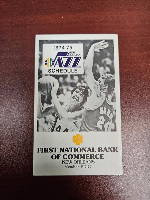 ES25 New Orleans Jazz 1974/75 NBA Basketball Pocket Schedule - First National