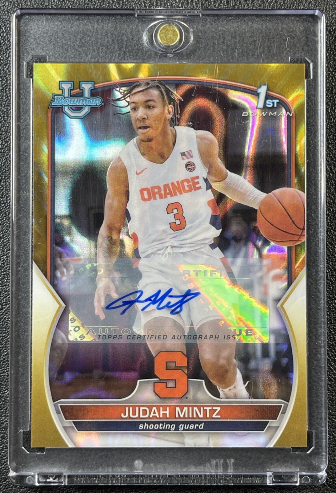 JUDAH MINTZ 2022-23 BOWMAN CHROME U #33 PROSPECT GOLD LAVA REFRACTOR AUTO 22/50