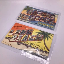 Vintage Greetings From Laguna Beach & Long Beach Florida Postcards Lot of 2 New