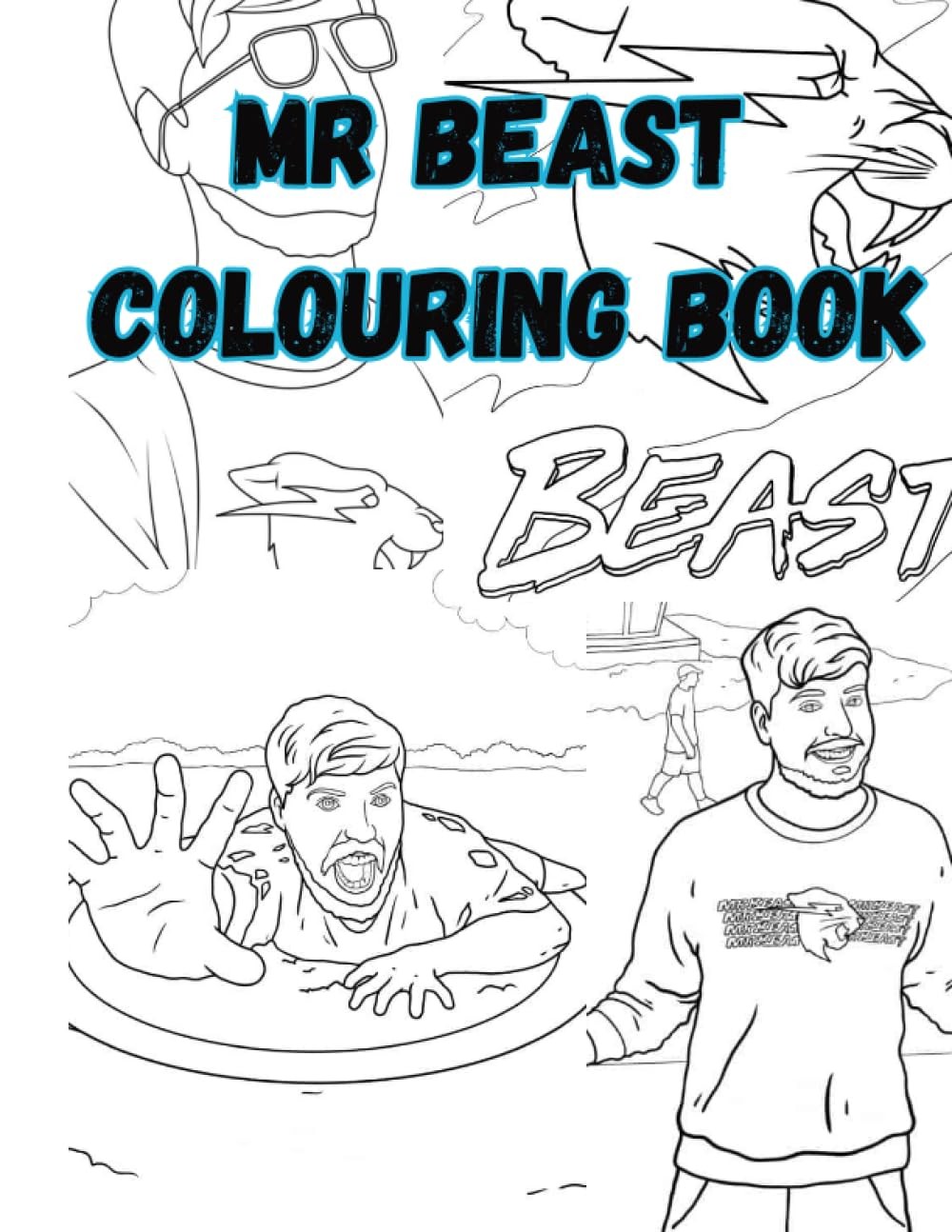 Mr Beast Inspired Colouring Book For All Ages: 40 full pages of Mr Beast images