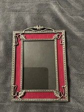 Vintage Art Nouveau Pewter Picture Frame Ginkgo Leaf Vine Red Velvet Inlay