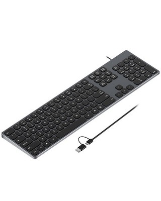 Aluminum USB Wired Keyboard with Numeric Keypad for PC Windows 10/8 / 7 / Vista/