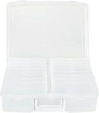 novelinks 4" x 6" Photo Organizer Box with Handle 16 Inner White