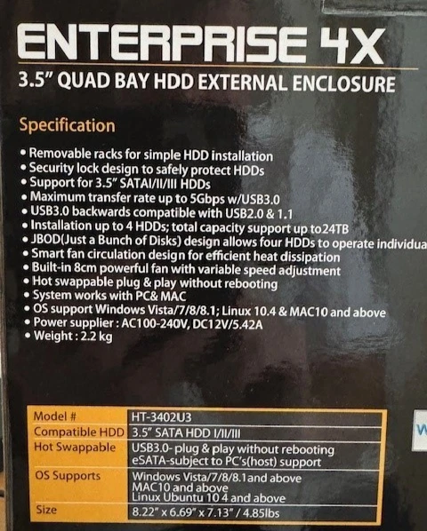 Enterprise 4 Bay Box External SATA with 4x 1 TB Samsung SSD Fitted - P&P USB 3 - Image 3 of 4