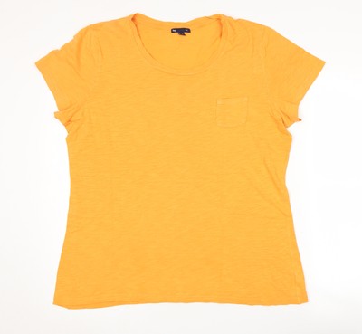 GAP Damen T-Shirt Orange XL Basic Baumwolle