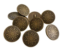 10PC Antiqued Bronze Flower Head Metal Buttons Shank Button 17mm