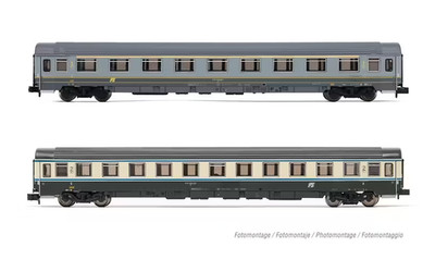 ARNOLD HN44492 SET 2 WAGEN UIC-Z1 grau/gelb + FLAGGE Spur N 1/160