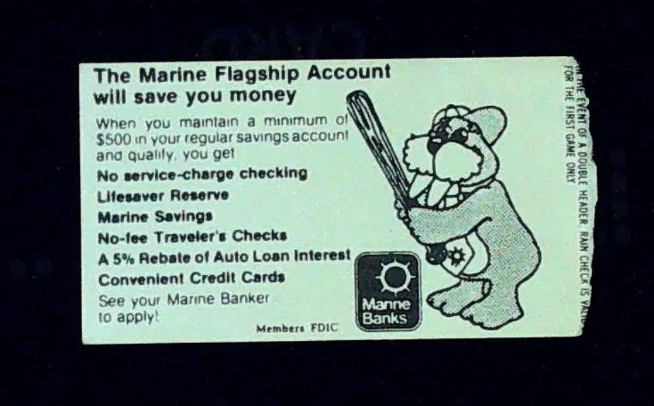 Boleto de los Reales de los Cerveceros Yount Thomas HR Talón Estadio del Condado G Brett 27/08/1980 Foto 2 de 2