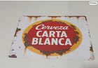 Vintage Cerveza Carta Blanca Beer Metal Sign For Man Cave 8x10 inches