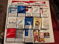 COLLEZIONE PACCHETTI DI SIGARETTE VUOTI CIGARETTE MARLBORO MERIT CAMEL DIANA MS