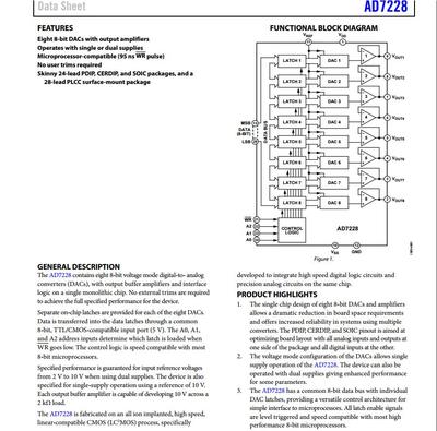 AD7228KN Analog Devices - DAC Ottale 8 Bit DIP24 - Usato Ma In Buone Condizioni