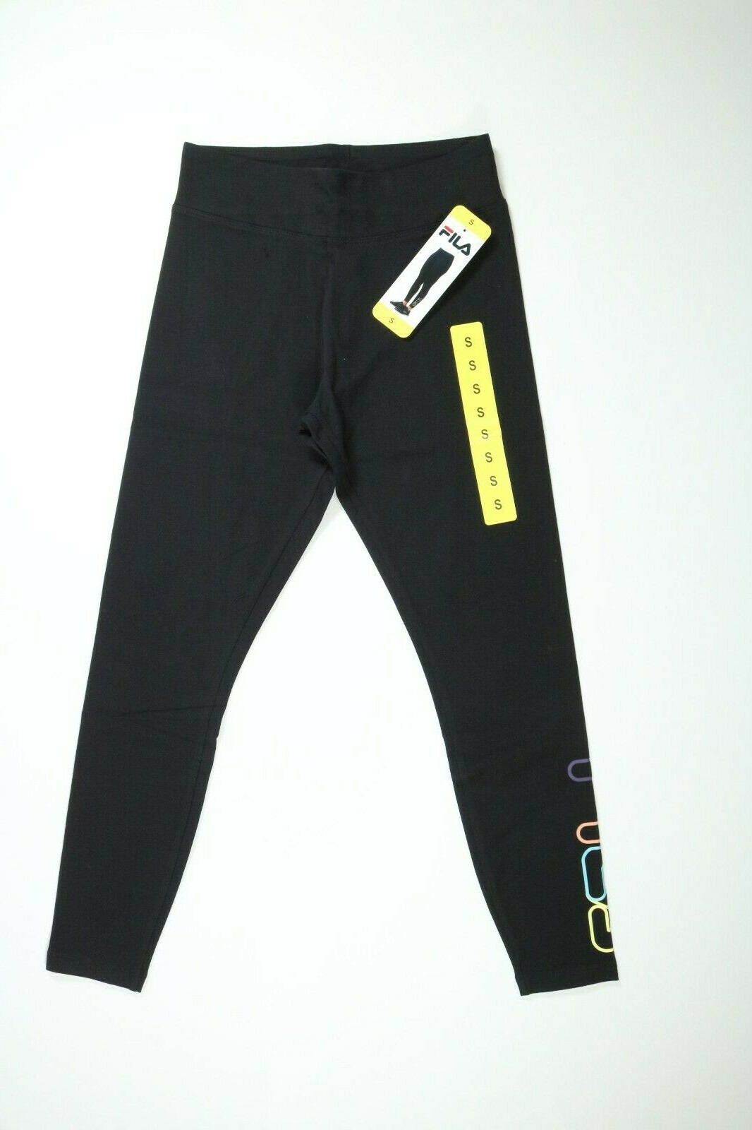 Leggings donna FILA nero vita alta multicolore logo NUOVO! Nuovo con etichetta