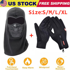 Cycling Windproof Full Face Mask Touch Screen Gloves Keep Warm For Cold Weather