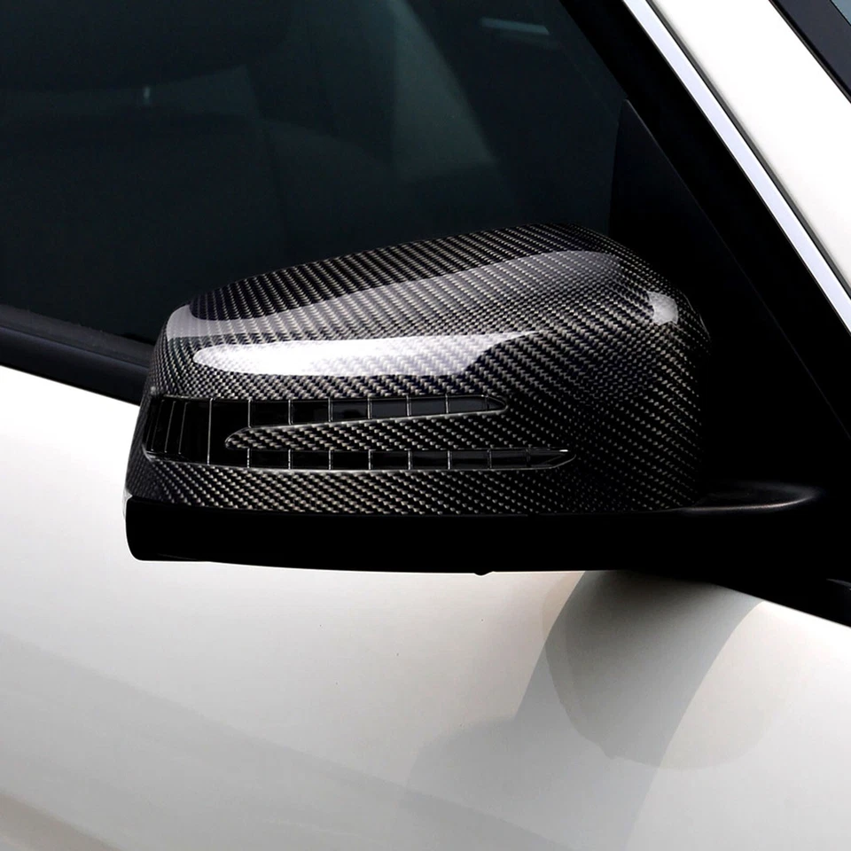 Tapa de espejo retrovisor de fibra de carbono real Fit Mercedes Benz W204 W176 W212 A45 C63 AMG Foto 4 de 4