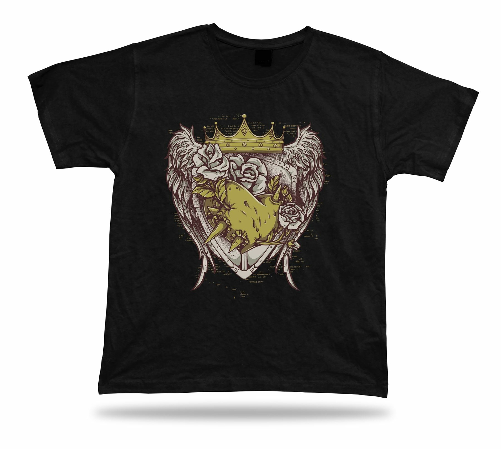 Heart Rose wings crown shield thorn vector tshirt design stylish birthday gift