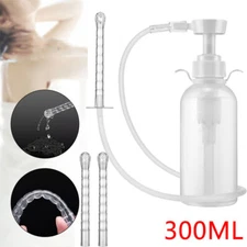 300ml Pump Action Douche Enema Bottle with Nozzle Vaginal Anal Cleaning Unisex