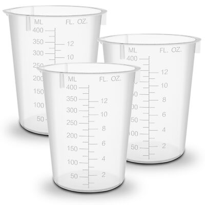 Dreierpack - RE-GEN 400ml Kunststoff Flüssigbecher Messbecher Töpfe Krüge