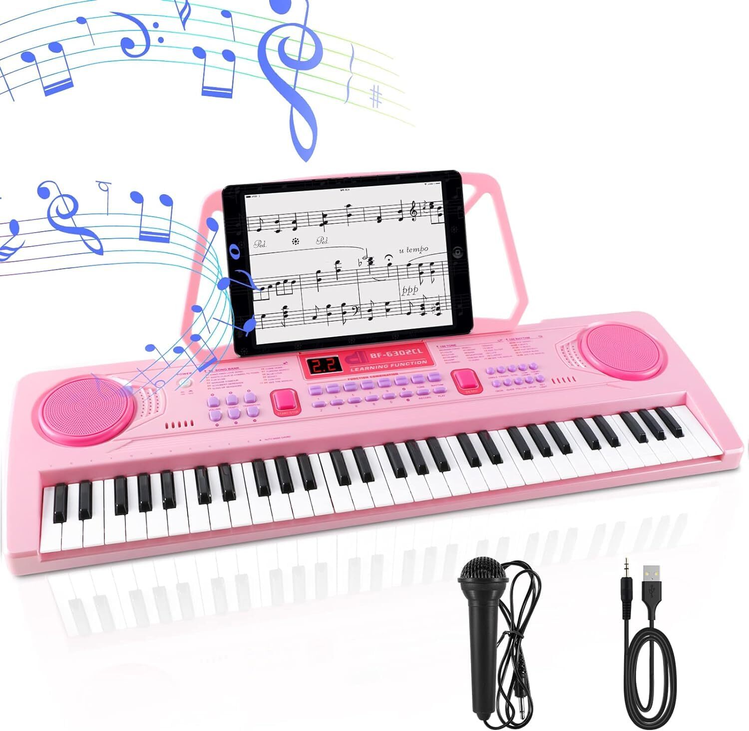 61-Key Portable Electronic Keyboard Piano for Kids with Early Learning Features