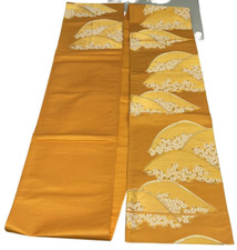 Japanese Vintage Kimono Fukuro Obi silk Orange expensive embroidery 170x11.8in