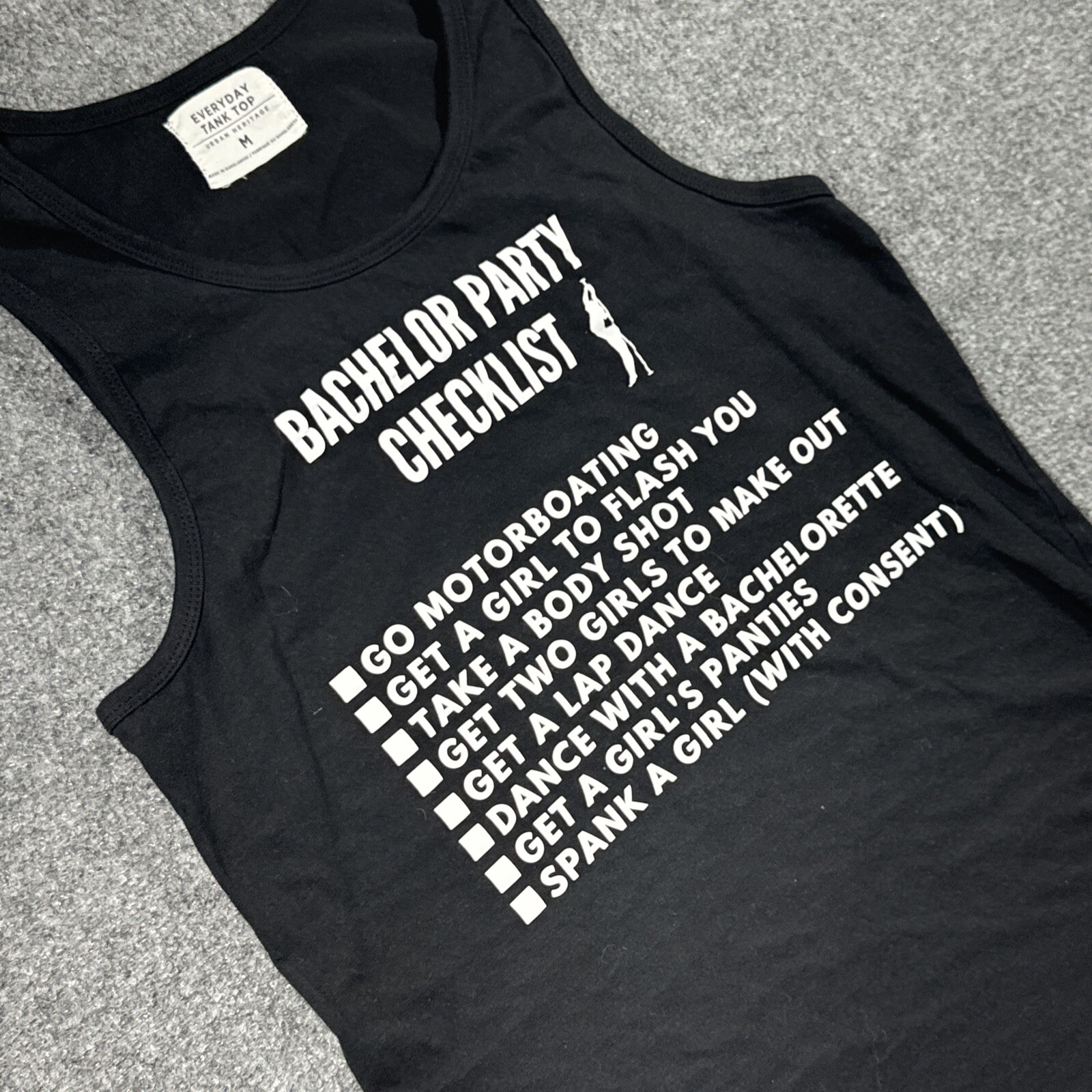 Everyday Tank Top Urban Heritage Med Bachelor Party Checklist Funnytee Humor