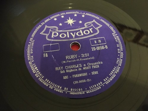 RAY CHARLES : STELLA BY STARLIGHT / RUBY. Brazil. 78.rpm (1961) - Picture 2 of 5