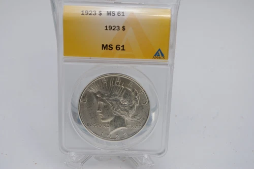 1923 PEACE SILVER DOLLAR ANACS MS 61 - FREE SHIPPING!