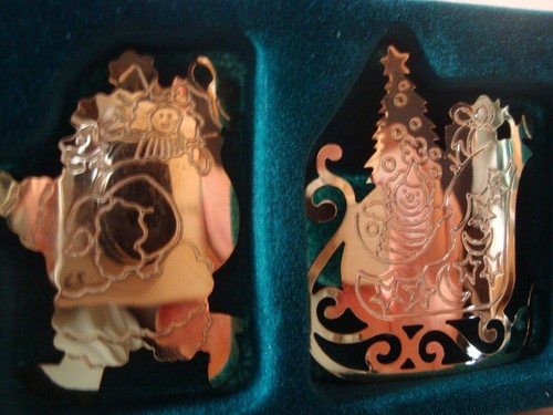 Vintage 1980's PartyLite Holiday Candle Ornaments Polished Brass 3 pc P0485 - Picture 4 of 4