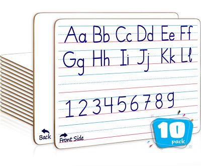 10 Pack Double Sided Whiteboard Lined Dry Erase Boards for Kids Ruled Writing...