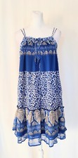 Mango Size 4 Double Spagheti Strap Layered Dress Blue White