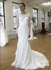 David's Bridal Truly Zac Posen Lace Long Sleeve Wedding Dress Ivory Size 4 NWOT
