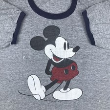 vintage 80s MICKEY MOUSE HEATHER RINGER T-Shirt SMALL walt disney cartoon thin