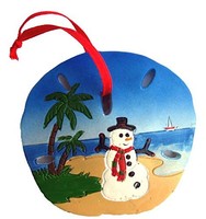 Resin Sand Dollar Christmas Ornament Snowman On The Beach With Palms, New, Free on sale Resin Sand Dollar Christmas Ornament Snowman On The Beach With Palms, New, Free on sale