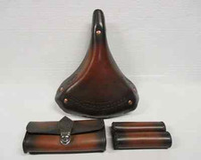 Set sella borsetta manopole MONTEGRAPPA oxford in vero cuoio bici vintage retrò