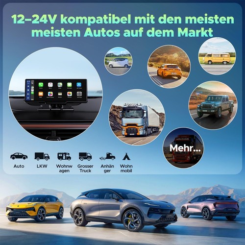 9.26" Tragbarer Autoradio GPS Wireless Apple CarPlay & Android Auto Mirror Link - Bild 8 von 9