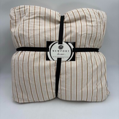 Newport Home Set of 2 Decorative  Striped Beige 22x22  Pillows